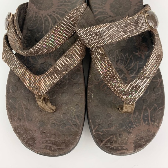 Vionic Orthaheel Cocoa Brown Snake Reptile Print Orthopedic Sandal Flip Flops 7 - Picture 3 of 8